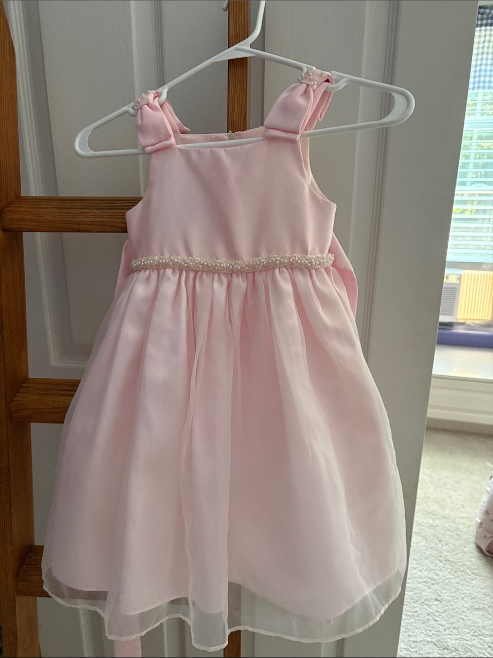 Bonnie Jean Light Pink Pearl-Trim Flower Girl Dress